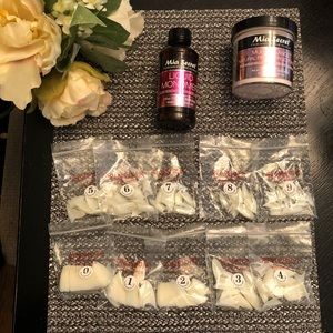 Mia’s Secret Pink Acrylic, Monomer & Bag of nails.